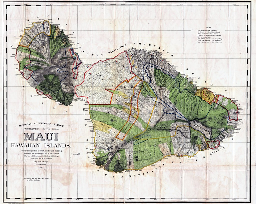 Old map of Maui Island from the 1890's