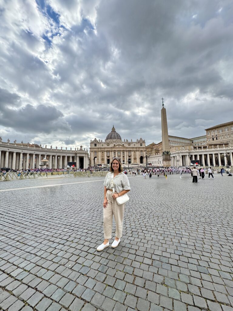 Rome travel guide:  Lou infront of the Vatican